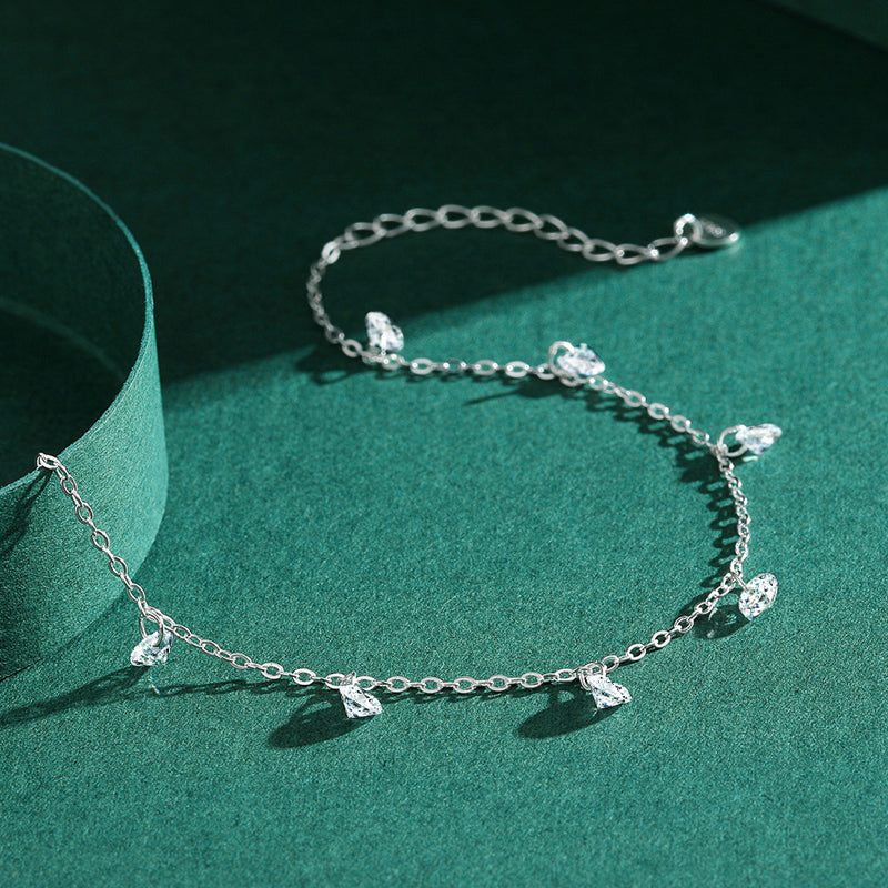 Pulsera con dije colgante zirconias de Plata Ley 925