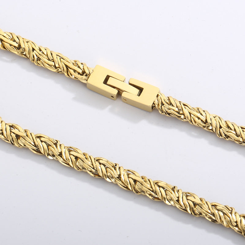 Collar tejido bali para hombre acero inoxidable chapado oro 18K