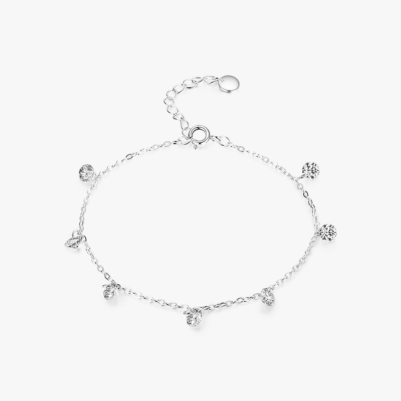 Pulsera con dije colgante zirconias de Plata Ley 925