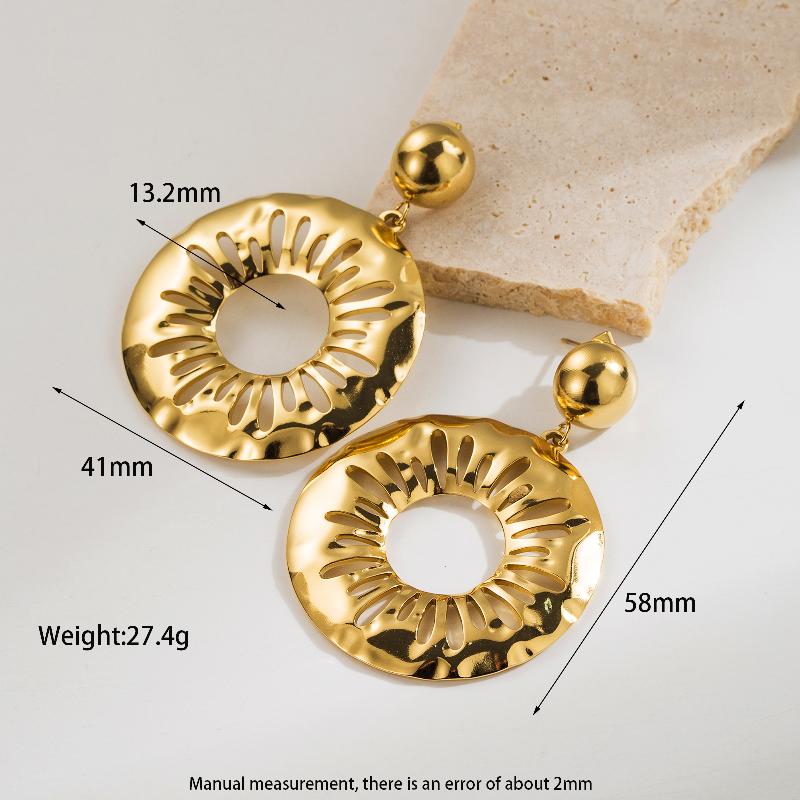 Aretes de moda aros de chapa de Oro18K con incrustaciones