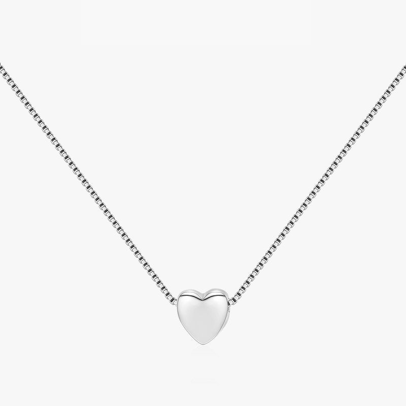 Collar corazón Plata Ley 925 cadena estilo caja