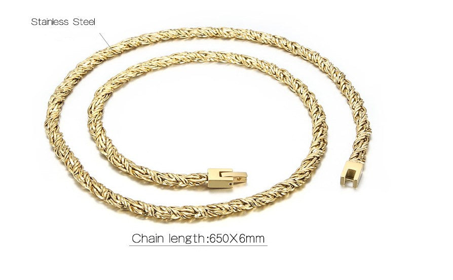 Collar tejido bali para hombre acero inoxidable chapado oro 18K