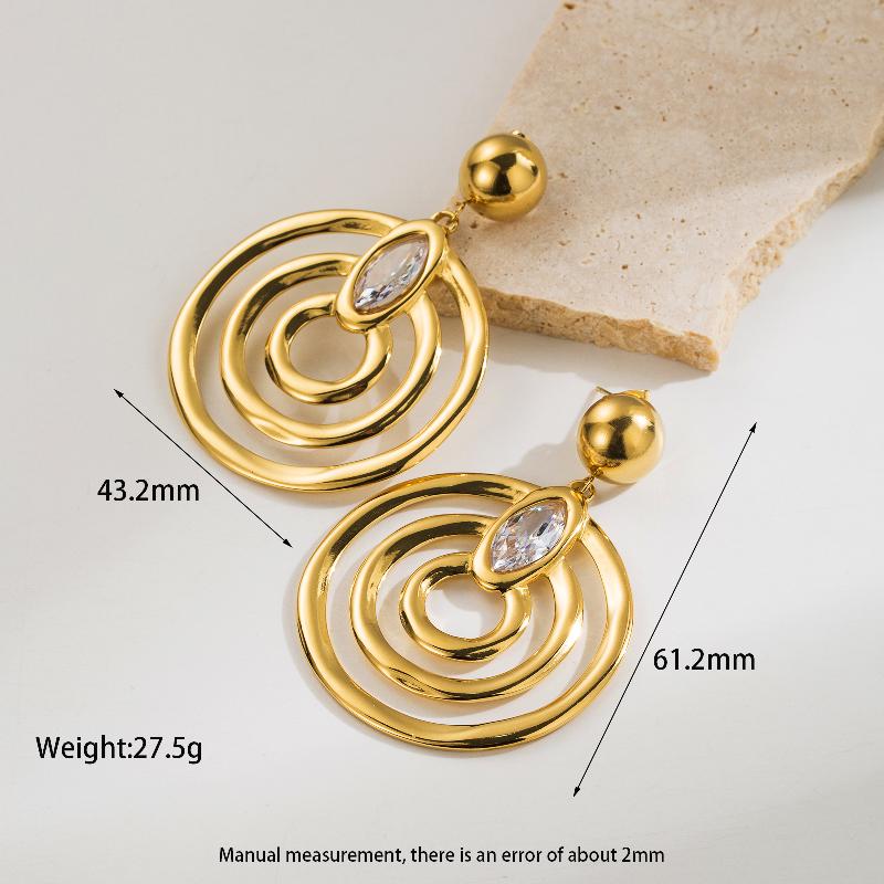 Aretes de moda aros de chapa de Oro18K con incrustaciones