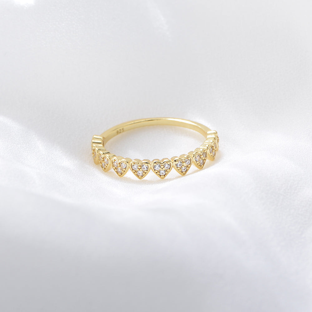 Anillo corazones Plata esterlina 925 fino con zirconias