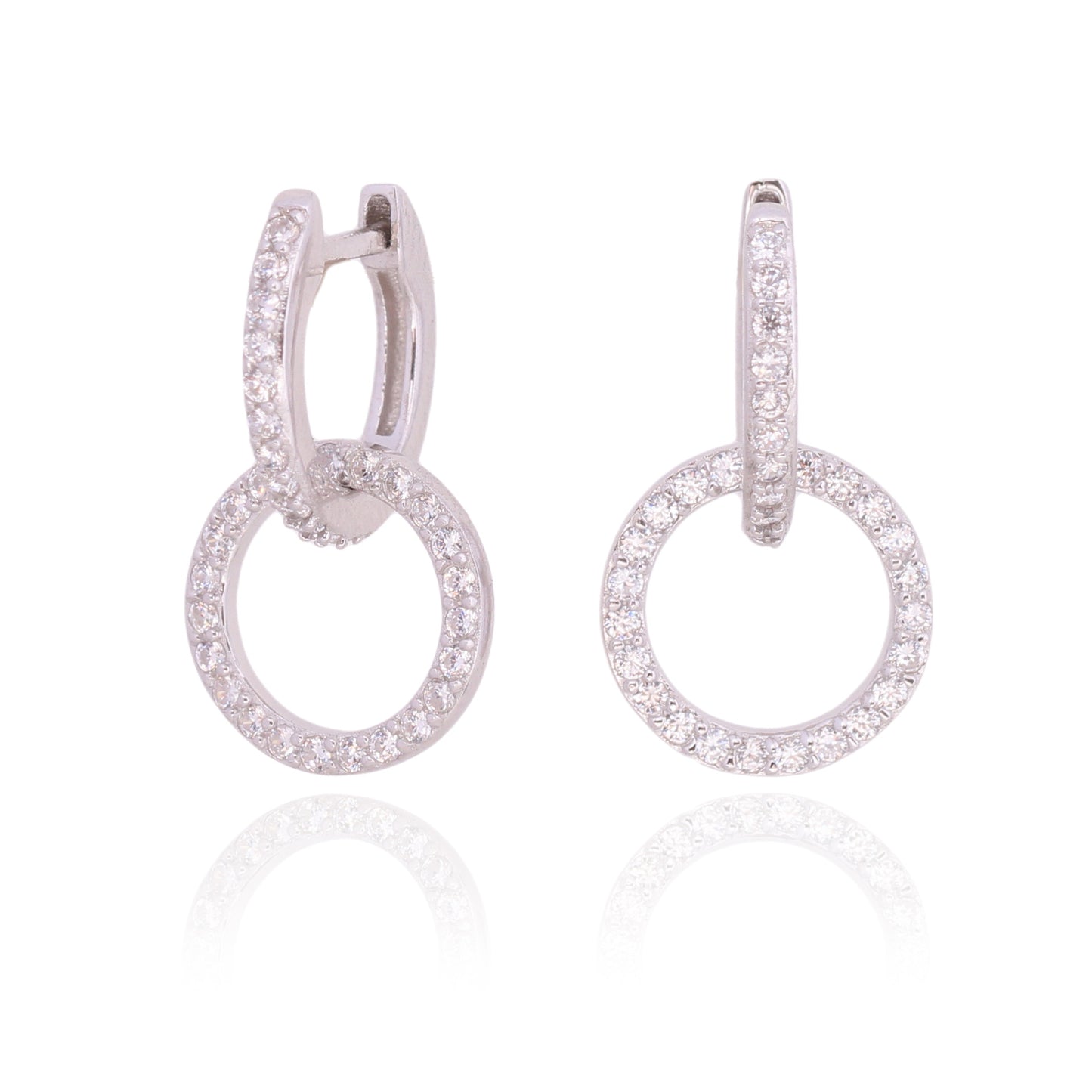 Aretes circulares Plata Ley 925 con pedrería