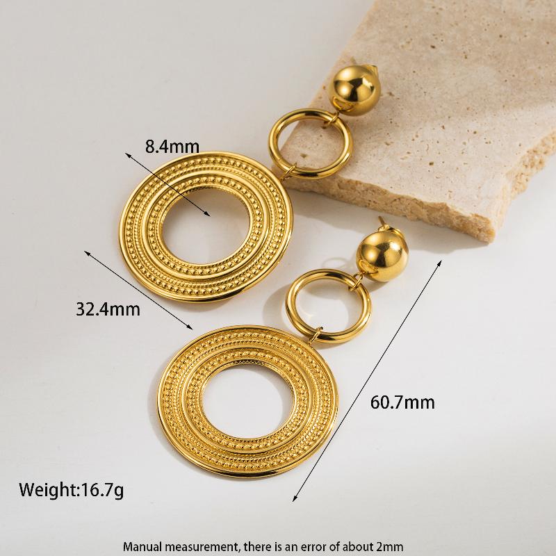 Aretes de moda aros de chapa de Oro18K con incrustaciones