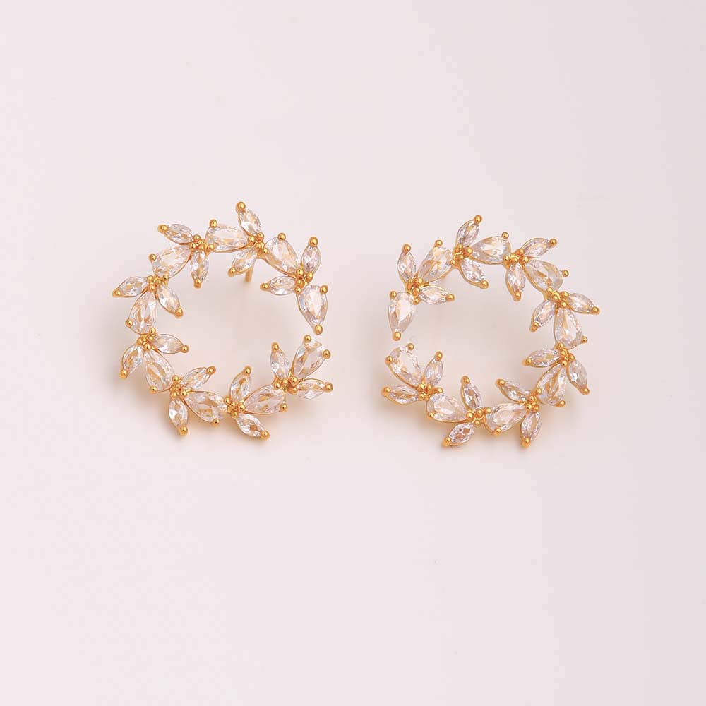 Aretes con incrustación de brillantes chapa de Oro18K