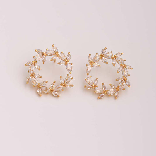 Aretes con incrustación de brillantes chapa de Oro18K