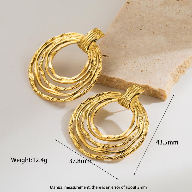 Aretes de moda aros de chapa de Oro18K con incrustaciones