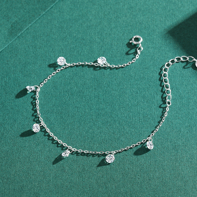 Pulsera con dije colgante zirconias de Plata Ley 925