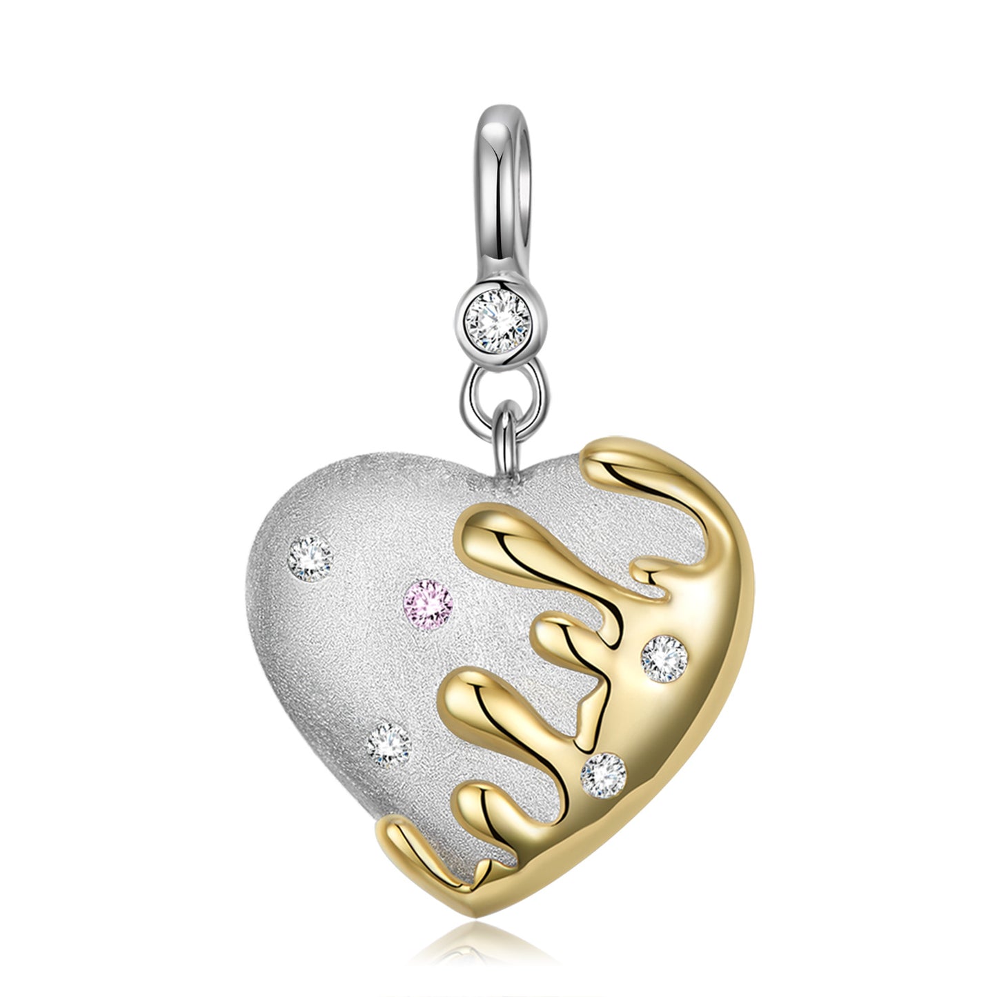 Collar corazón de miel Plata Ley 925 y zirconias incrustadas