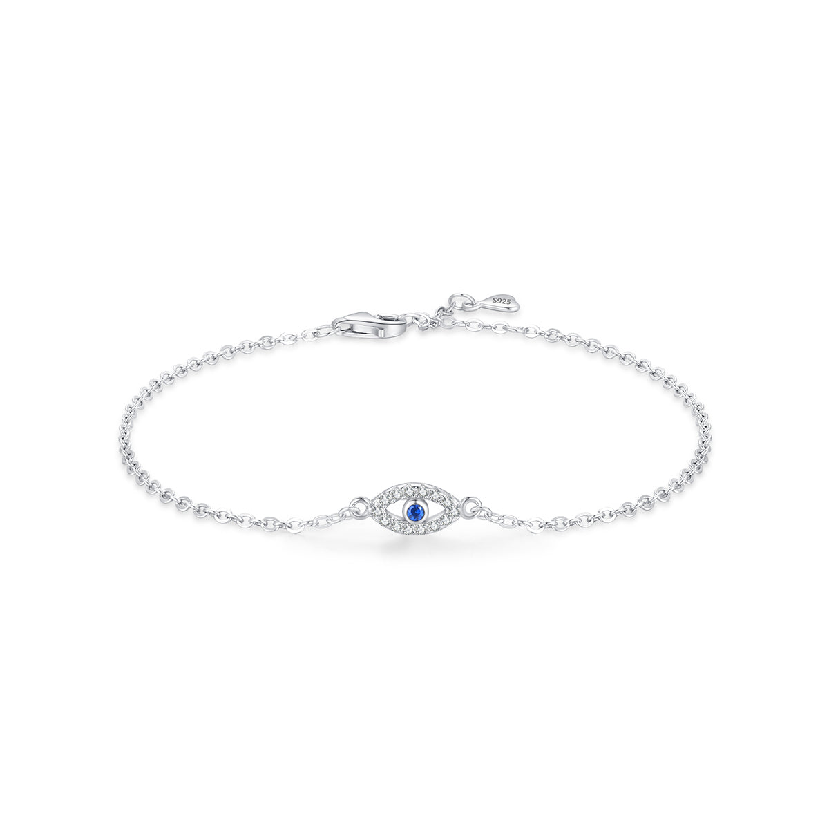 Pulsera ojo turco azul Plata Ley 925 de cadena