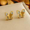 Set de joyas mariposas concha nacar y acero inoxidable - Image 2