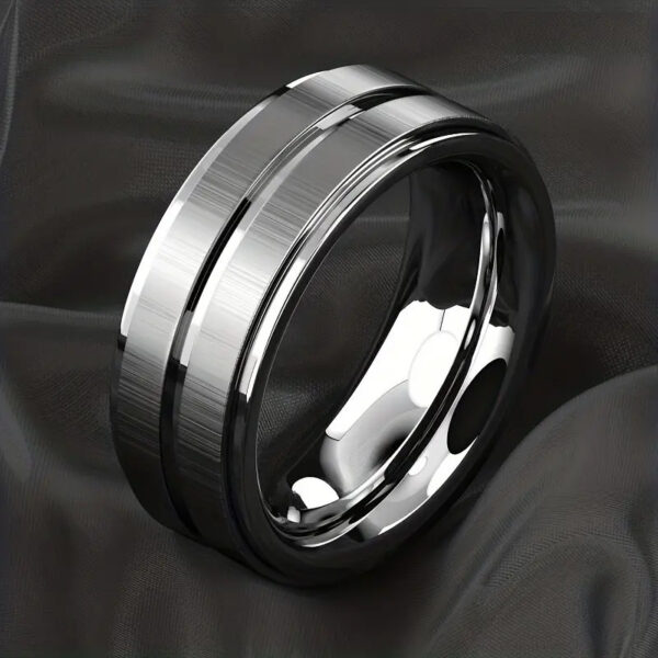 Anillo lineas de acero inoxidable bisutería.