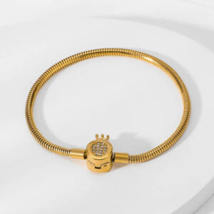 Pulsera con broche de corona acero inoxidable.