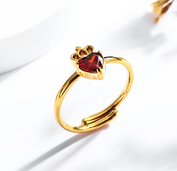 Anillo corona y corazón zirconia acero inoxidable.