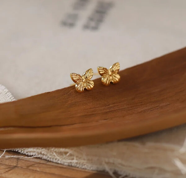 Aretes de mariposa pequeños acero inoxidable. - Image 2