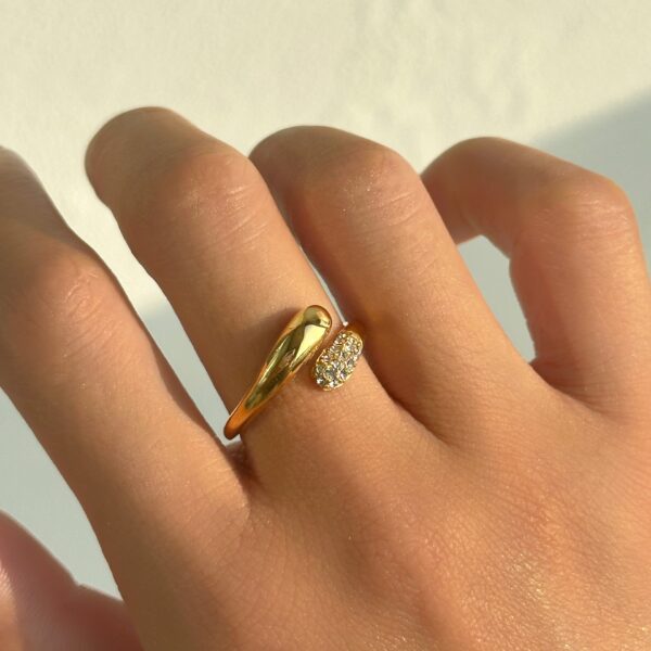 Anillo de gota con micro zirconias acero inoxidable. - Image 3