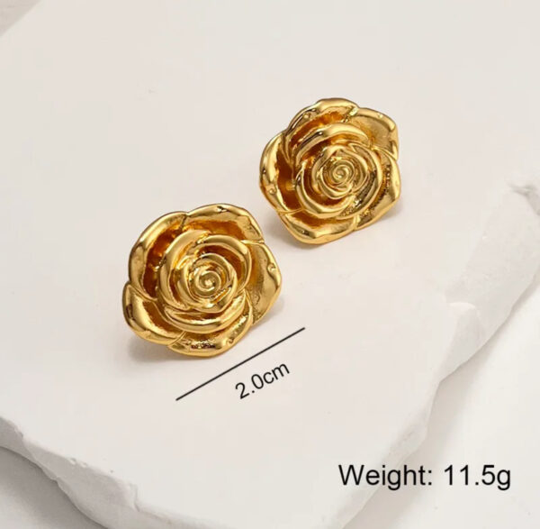 Aretes forma de rosa acero inoxidable. - Image 2