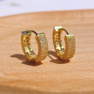 Aretes huggies con micro zirconias Oro Laminado