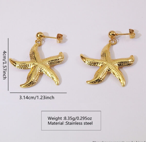 Aretes estrella de mar acero inoxidable. - Image 3