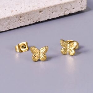 Aretes de mariposa pequeños acero inoxidable.