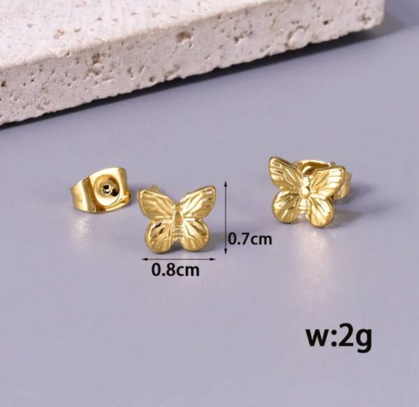 Aretes de mariposa pequeños acero inoxidable. - Image 3