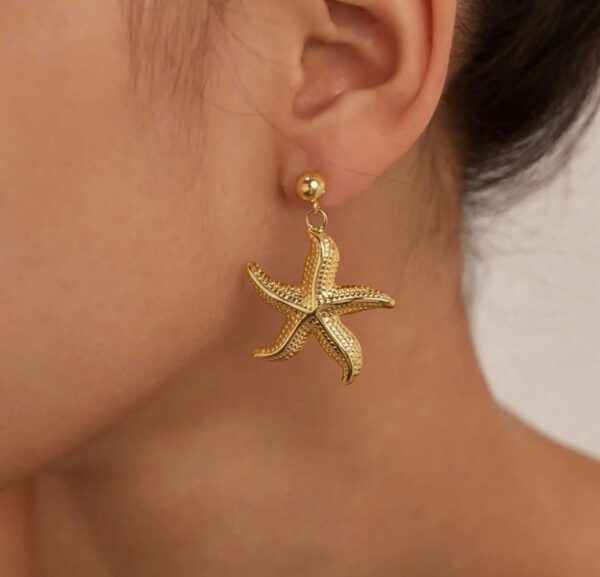 Aretes estrella de mar acero inoxidable. - Image 2
