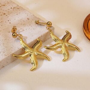 Aretes estrella de mar acero inoxidable.