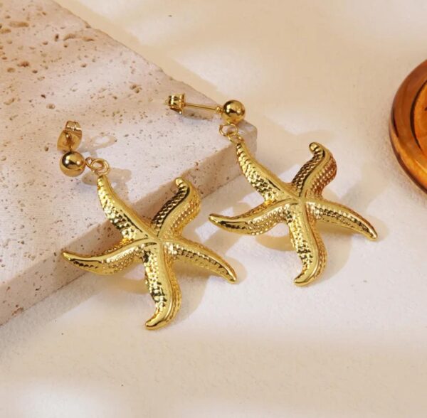Aretes estrella de mar acero inoxidable.