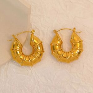 Aretes arracadas con pliegues acero inoxidable.